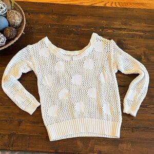 Aeropostale polka dot crochet long sleeve scoop neck